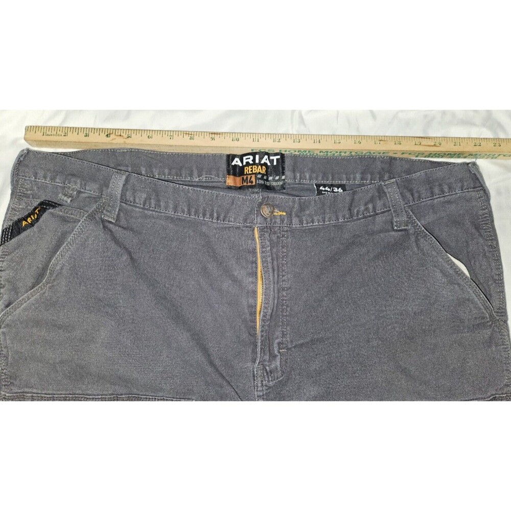 Ariat Jeans Men 44x36 gray Rebar M4 Low Rise Boot Flex Waist Work Pants Stretch - Picture 4 of 8